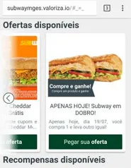 Compre um Subway leve o outro grátis valido MG e ES