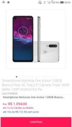 Smartphone Motorola One Action 128GB Branco 