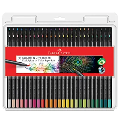 Lápis de Cor, Faber-Castell, EcoLápis Supersoft, 50 Cores