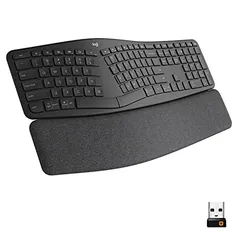 Logitech ERGO K860 - Teclado sem fio com Layout de Teclado Dividido, Suporte para Descanso de Pulso