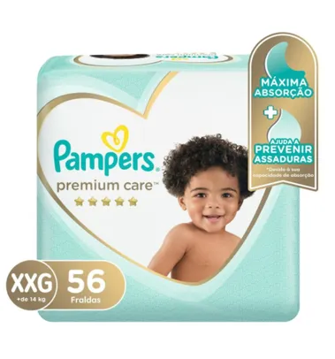 Fralda Pampers Premium Care Nova Jumbo Tamanho xxg 56 Unidades