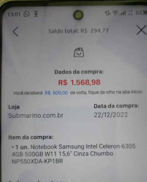 Imagem na descrição da promoção