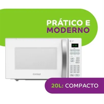 Micro-Ondas Consul 20 Litros CMA20BB | Função Descongelar Prático e Moderno, Branco 110V