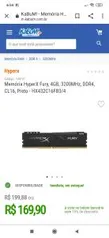 Memória HyperX Fury, 4GB, 3200MHz, DDR4, CL16 R$ 170