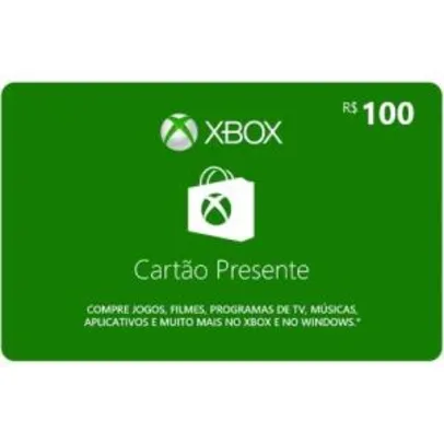 Gift Card/Cartão presente Xbox de R$100