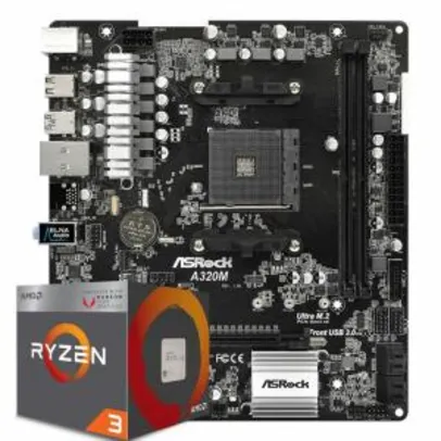 Pichau Kit upgrade, AMD Ryzen 3 2200G, ASRock A320M-HD DDR4 - R$865