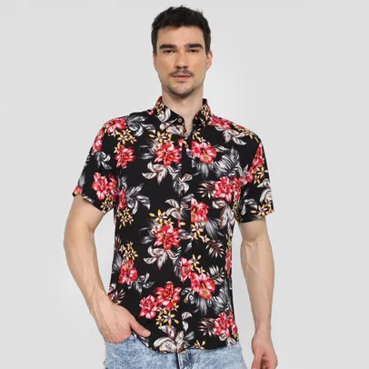 Camisa Social Black River Floral Masculina