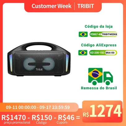 (DoBrasil) Caixa de Som Tribit Stormbox Blast Ipx7 90w 