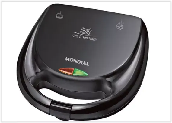 Sanduicheira Fast Grill e Sandwich Mondial S-12 750W - Preta