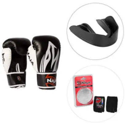 Kit Luva De Boxe Naja Extreme 14OZ + Protetor Bucal Naja + Bandagem Elástica Naja 3M - R$90