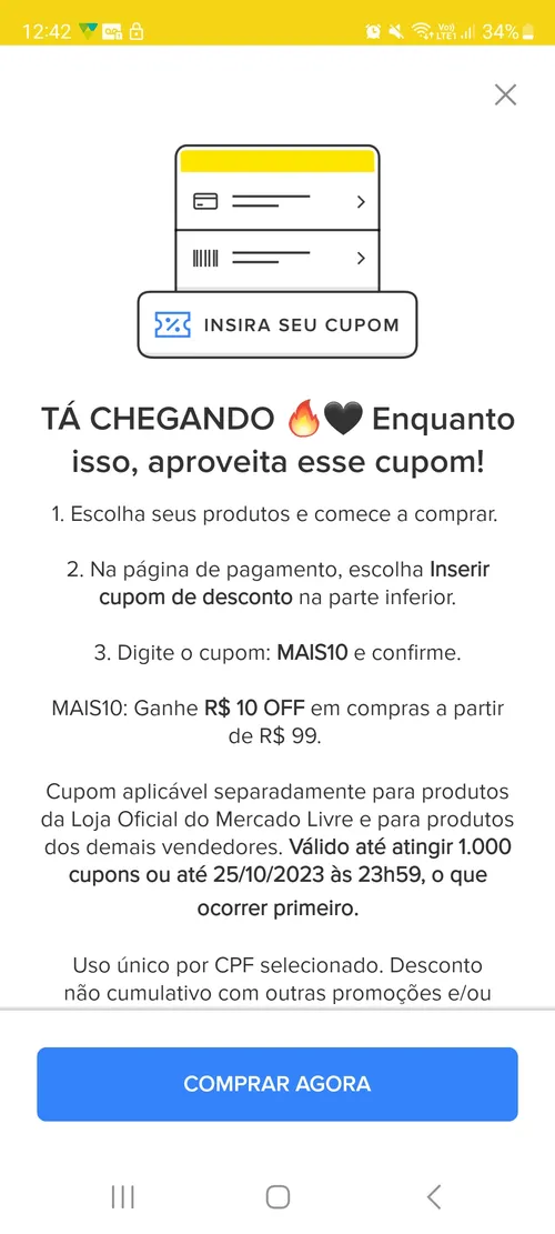 Imagem na descrição da promoção