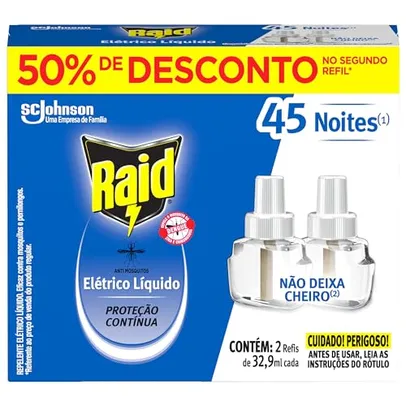 Raid Inseticida Elétrico Líquido Refil Regular 2 Unidades 32.9 Ml Cada 2 Unidades Pacote De 2