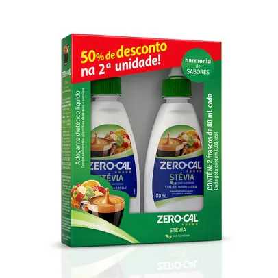 Adoçante Zero Cal Stévia Com Sucralose  Com 2 Unidadades 80ml Cada Com 50% Na 2ª Unidade