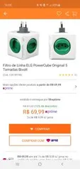 Filtro de Linha ELG PowerCube Original 5 Tomadas Bivolt | R$70