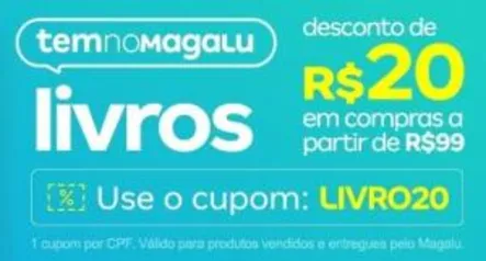 R$20,00 de Desconto em Livros em Compras Acima de R$99,00