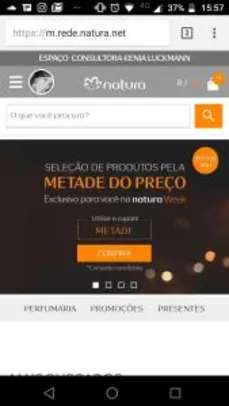 Desconto de 50% em perfumes natura