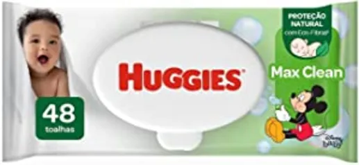 Lenço umedecido Huggies Max Clean - 48 unidades. R$7,19 na recorrência