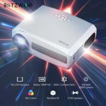 Projetor BlitzWolf BW-VP6 com 6000 Lux, Full HD, até 200", 2 alto-falantes de 5W