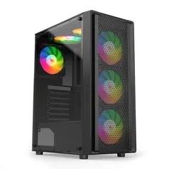 Gabinete Gamer Liketec Storm Com 3 Fans RGB Atx Preto