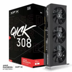 Placa de Vídeo XFX AMD Radeon RX 7600 Speedster QICK 308, 8GB, GDDR6, FSR, Ray Tracing, RX-76PQICKBY