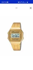 Relogio Cassio Unissex Retro Pulseira A-168 Dourado | R$90