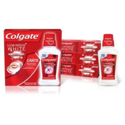 Kit Colgate Luminous White 70g 3 un. + Enxaguante Bucal 250ml | R$7