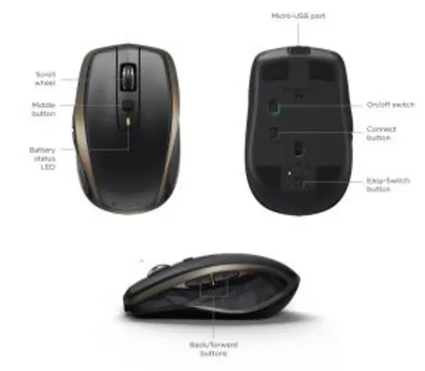 Mouse Sem Fio Óptico Logitech USB MX Anywhere 2S Preto R$230