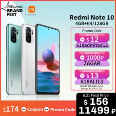 Smartphone Xiaomi Redmi Note 10 64GB | R$764