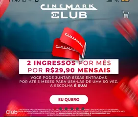 Cinemark Cinemas 29,90 para os 10 mil primeiros por 1 Ano