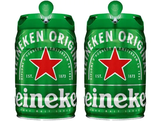 [35,58 Cada] Cerveja Heineken Pilsen Barril 5L - 2 Unidades