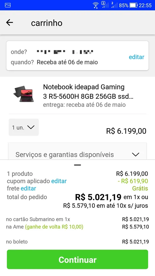 Imagem na descrição da promoção