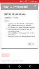 Prezão da Claro por 14,99 por mês