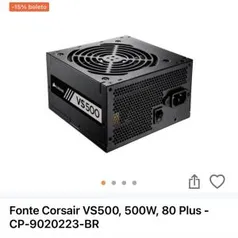 Fonte Consair VS500, 500W, 80 Plus, CP-9020223-BR R$ 400