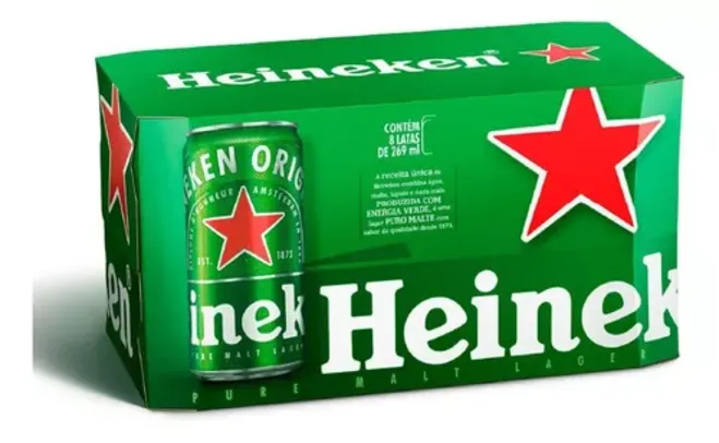 Cerveja Puro Malte Lager Premium Com 8 Latas 269ml Heineken