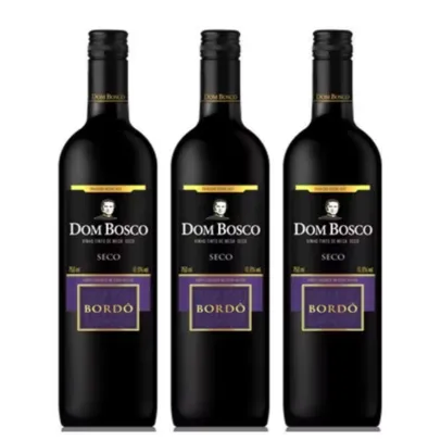 KIT 3 unidades VINHO BORDO SECO DOM BOSCO  750ML 