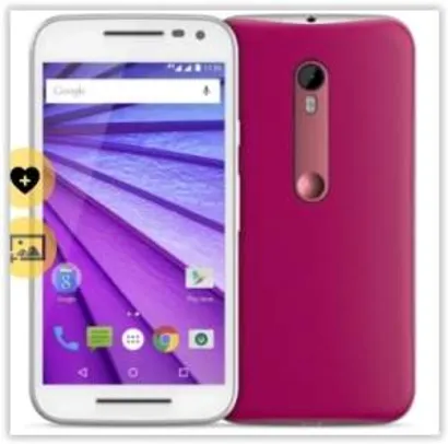 [Saraiva] Smartphone Motorola Moto G 3ª Geração Branco e Pink 4G Tela 5" Android 5 Câmera 13Mp Dualchip 16Gb  por R$ 793