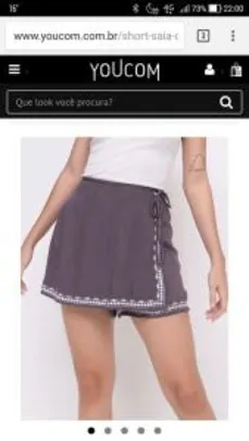 Short-saia com bordado - R$29,90
