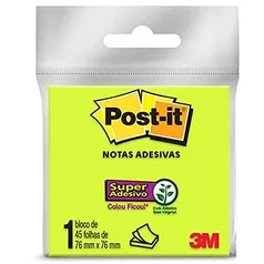 Bloco de Notas Super Adesivas Post-it Verde 76 mm x 76 mm - 45 folhas | R$4,30