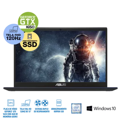 Notebook ASUS X571GT-AL888T Preto GTX 1650 16GB 256GB