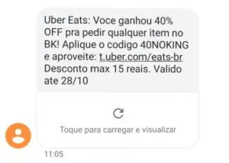 [Usuários Selecionados] 40% OFF no Burger King na UberEats