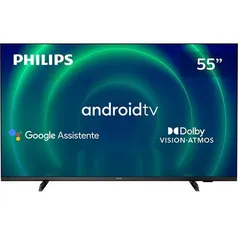 Smart TV Philips Android  Tela 55" 55pug7406/78  4k Google Assistant Comando de Voz Dolby Vision/atmos Vrr/allm, Bluetooth