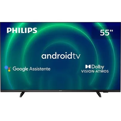 Smart TV Philips Android  Tela 55" 55pug7406/78  4k Google Assistant Comando de Voz Dolby Vision/atmos Vrr/allm, Bluetooth