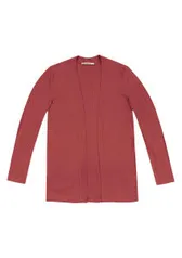 Cardigan Básico Em Malha Canelada - Vermelho | R$ 46