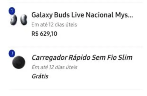 Galaxy Buds Live Nacional + Carregador Rápido Sem Fio Slim | R$629