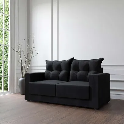 Sofá 2 Lugares Lubeck Suede Preto 140 cm