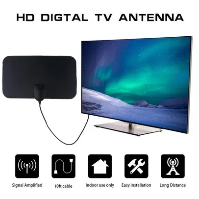 Digital TV Antenna Booster Hign Ganho Alta Definição Aérea HD Flat