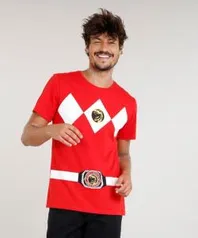 Camiseta masculina carnaval Power Ranger Vermelho