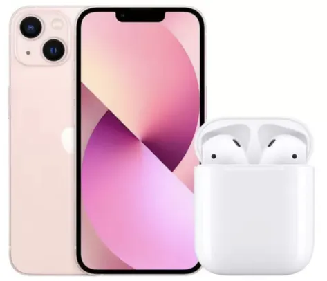 Apple iPhone 13 128GB Rosa Tela 6,1” 12MP - iOS + AirPods Apple com Estojo de Recarga