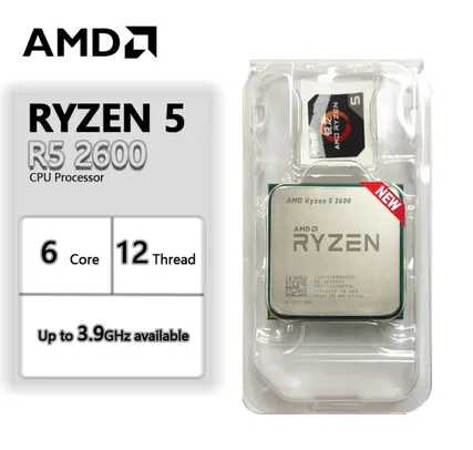 Processador Ryzen 5 2600 6 núcleos 12 threads 3,9Mhz