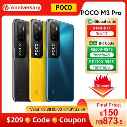 Smartphone Global Version POCO M3 Pro NFC 5G Mobile Phone 4GB 64GB / 6GB 128GB 5000mAh 48MP Triple Camera Octa Core Smartphone|Cellphones|   -